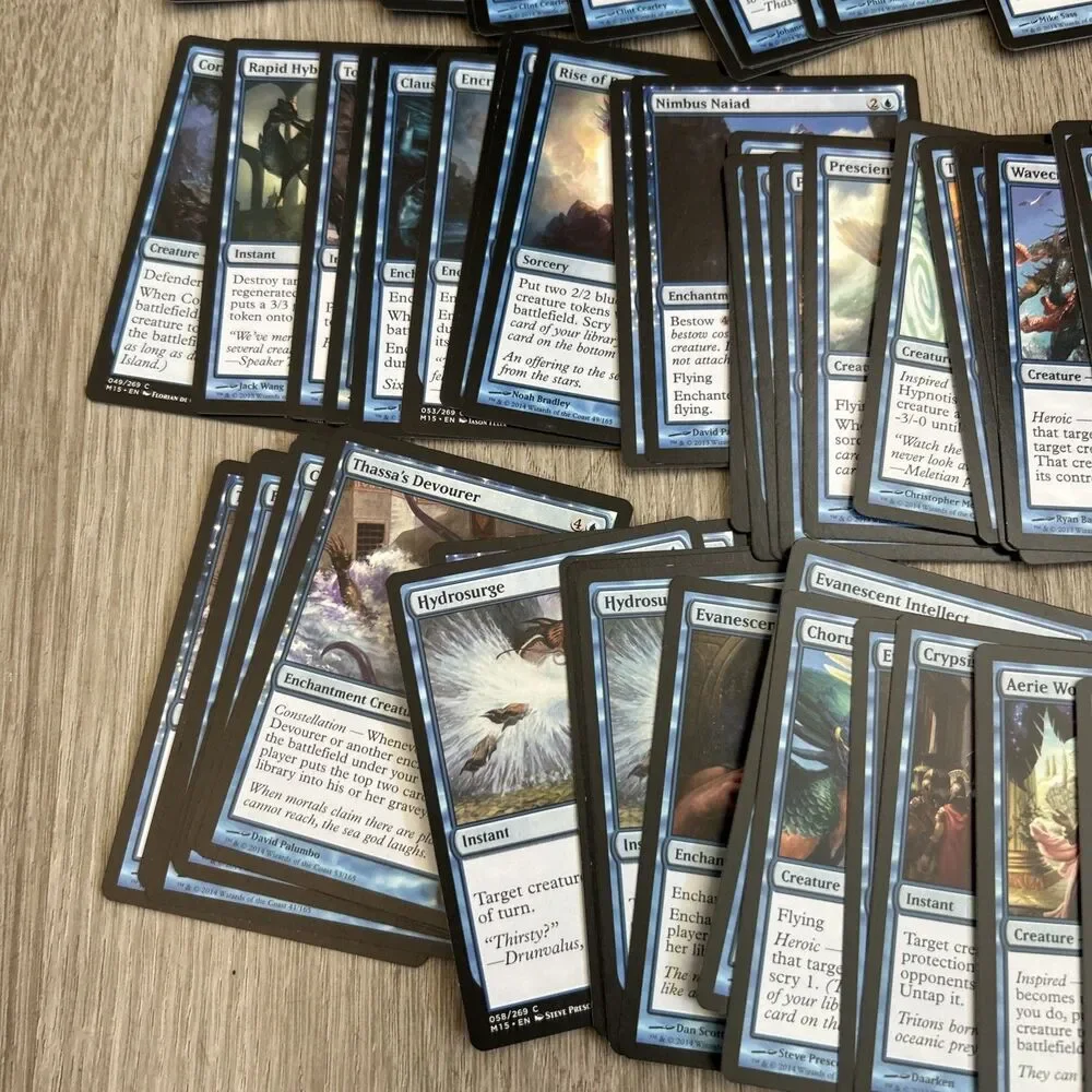 Magic The Gathering Deckmaster Card Lot of 225+ Mixed Blue Cards 2014 Wizards